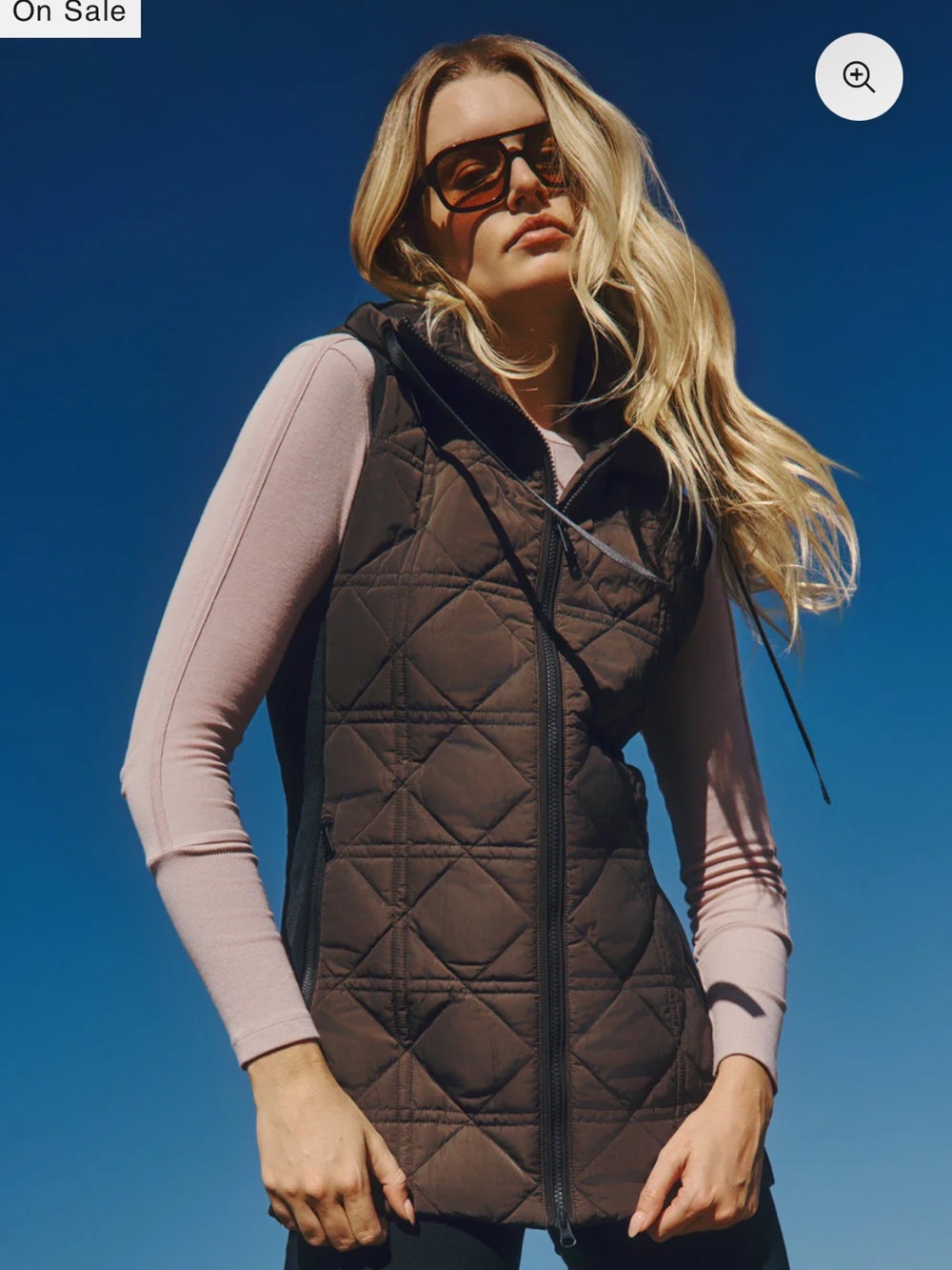 Quilted Hooded Vest in Dark Brown